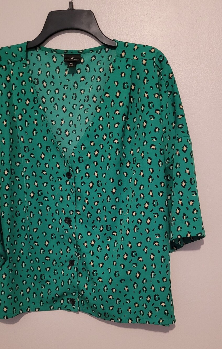 Worthington Green Animal Print Blouse